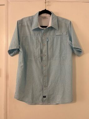 Salt Life Light Blue Short-Sleeve Casual Button-Down Shirt size S